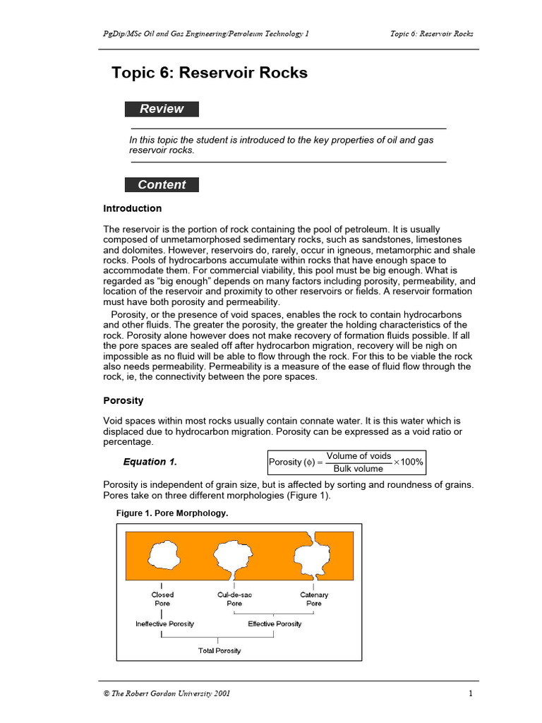 Topic 6 - Reservoir Rocks | Download Free PDF | Petroleum Reservoir ...