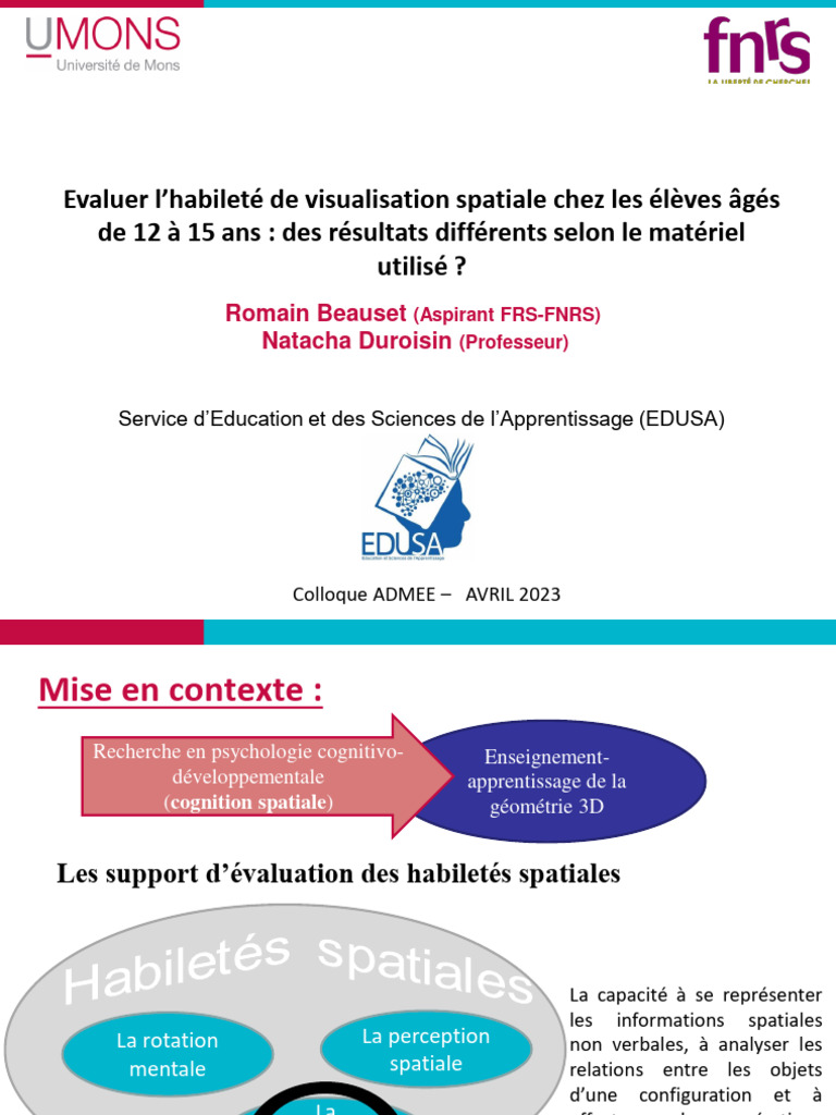 Évaluation de la visualisation spatiale | PDF | la perception | Science