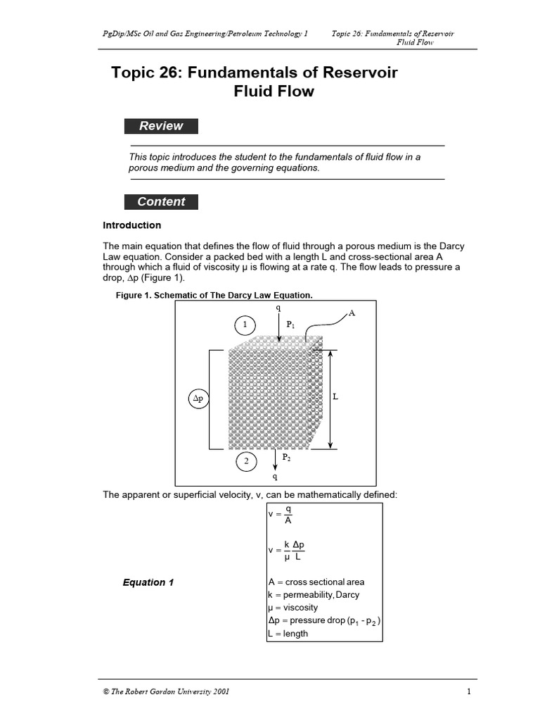 Topic 26 - Fundamental of Reservoir Fluid Flow - 1 | PDF | Permeability ...