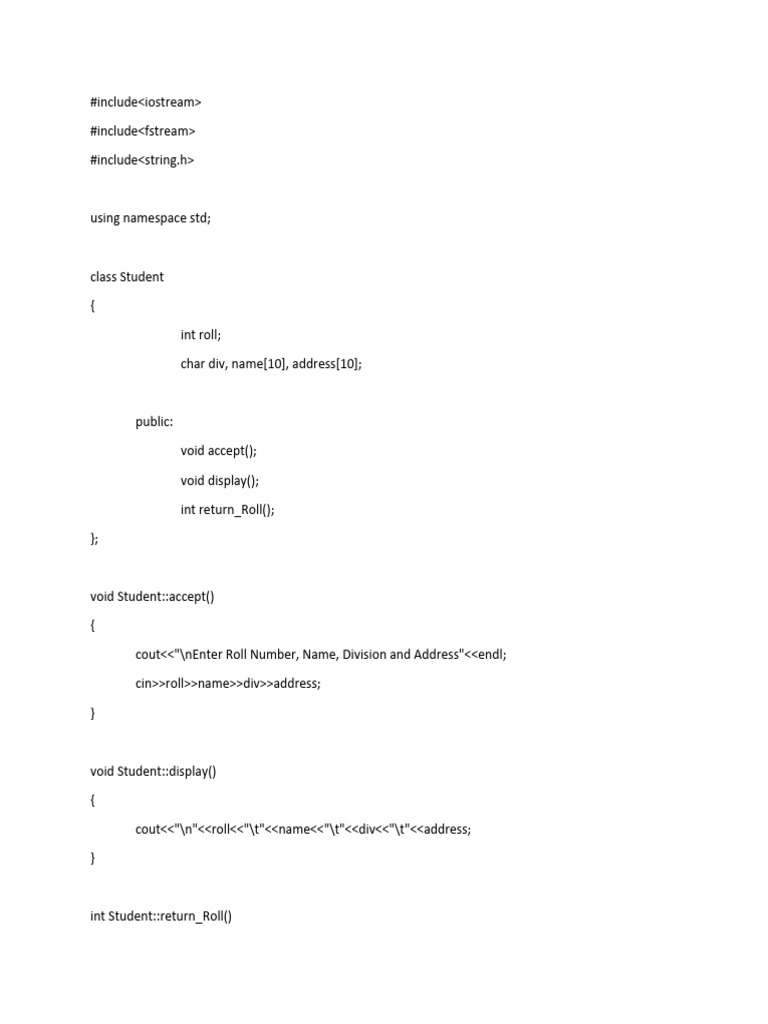 Student Database Management System | PDF | Computer Programming | C++