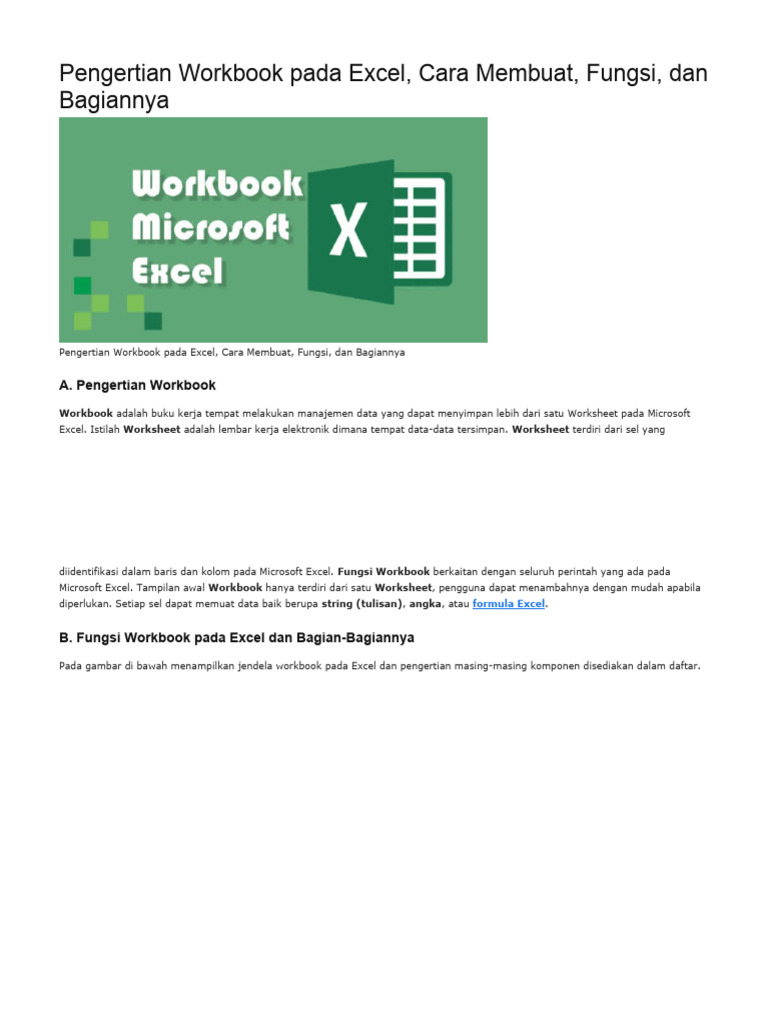 Pengertian Workbook Pada Excel | PDF