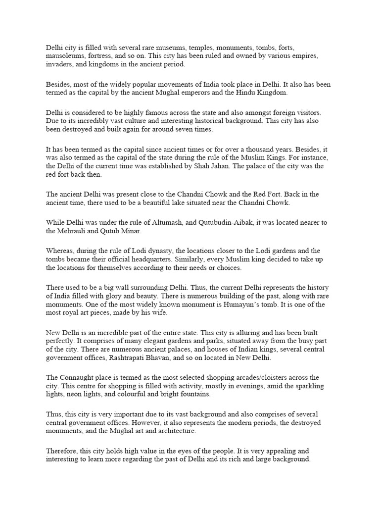 Delhi City Pdf Delhi