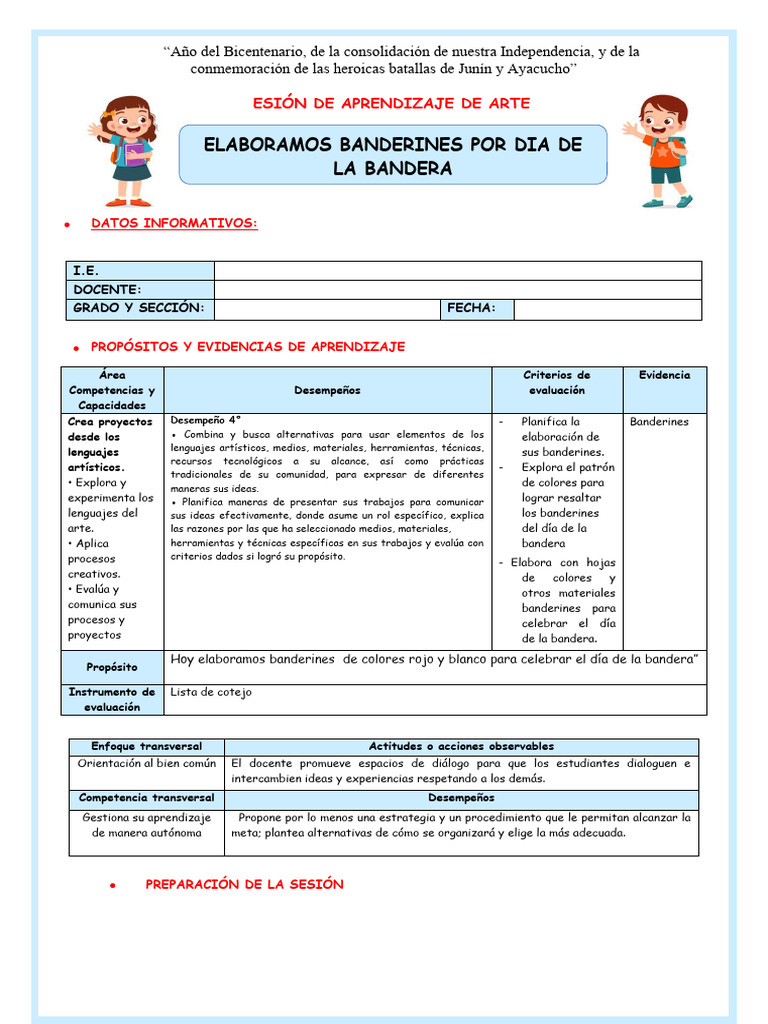 Elaboración de Banderines Informativos | PDF | Evaluación | Aprendizaje