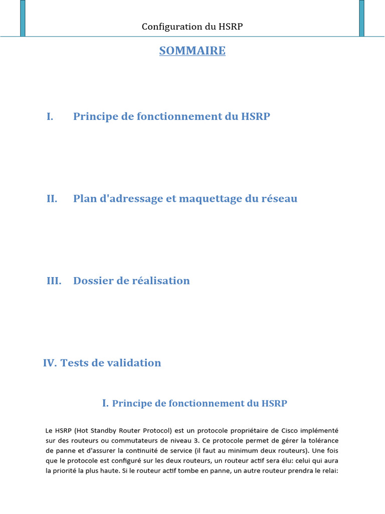Configuration du HSRP sur Cisco | PDF | Protocoles de communication ...
