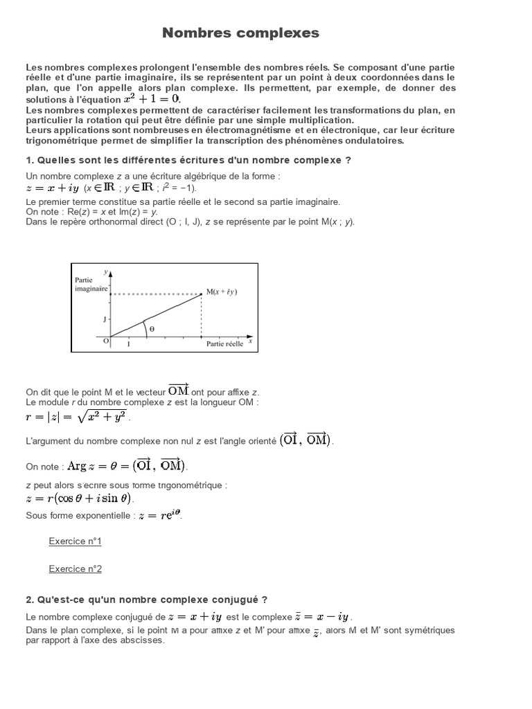 Nombres Complexes en Terminale STI2D | PDF | Nombre complexe | Nombre