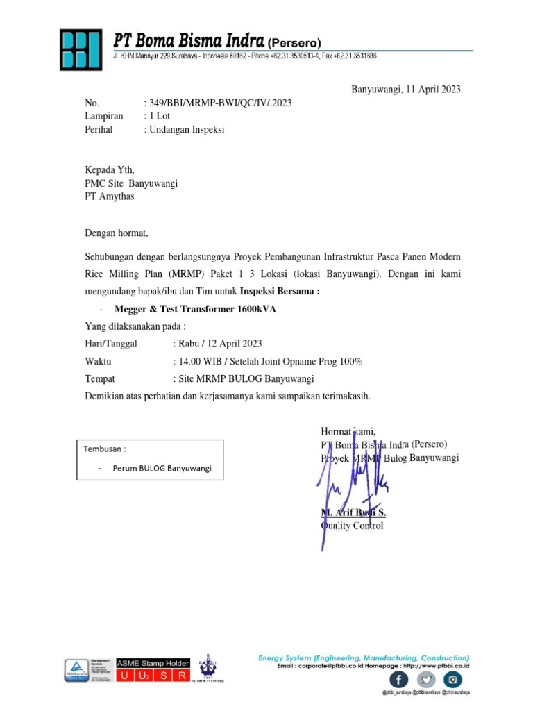 Inspeksi Trafo 1600kVA di Banyuwangi | PDF