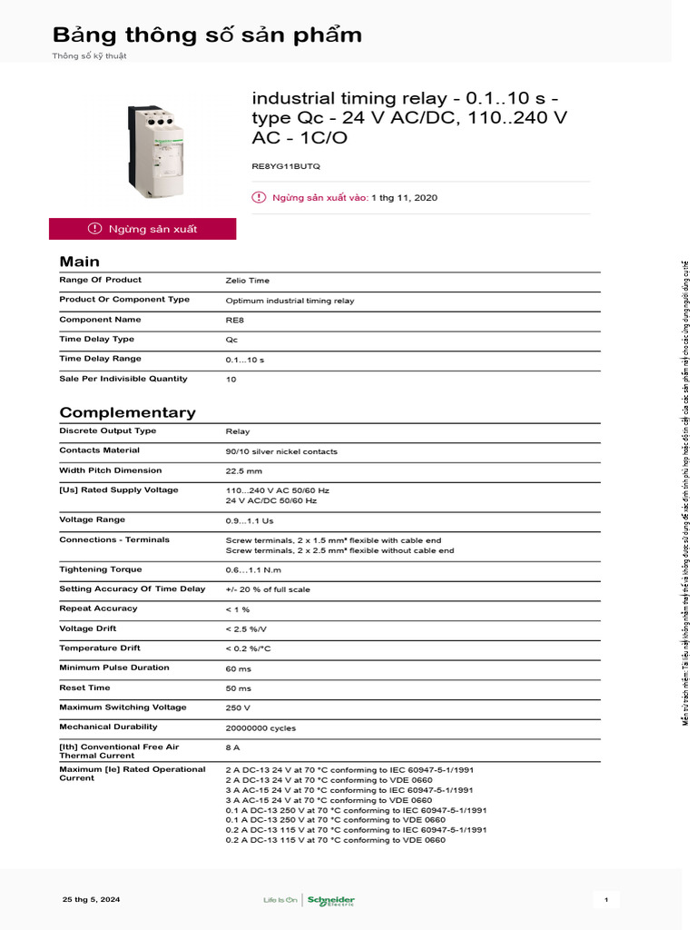Zelio Timer RE8 Technical Specifications | PDF | Relay | Alternating ...
