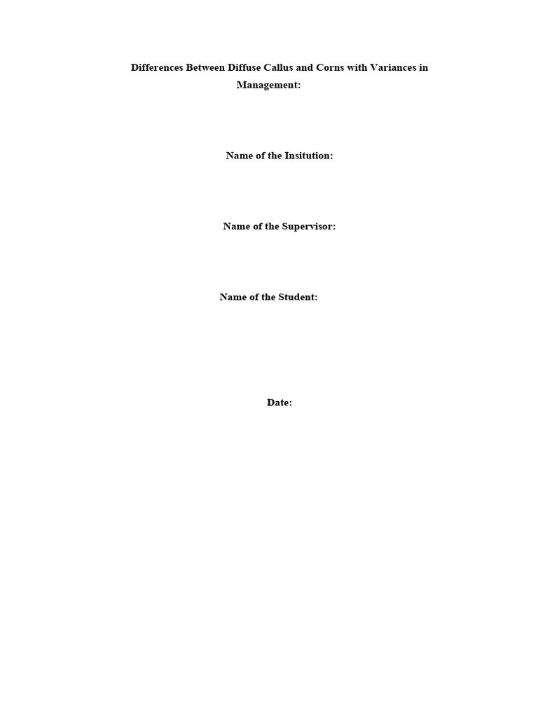 Differences Between Diffuse Callus and Corns 11.33AM Download Free