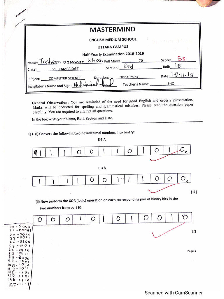 O-level computer science cambridge mock exam | PDF