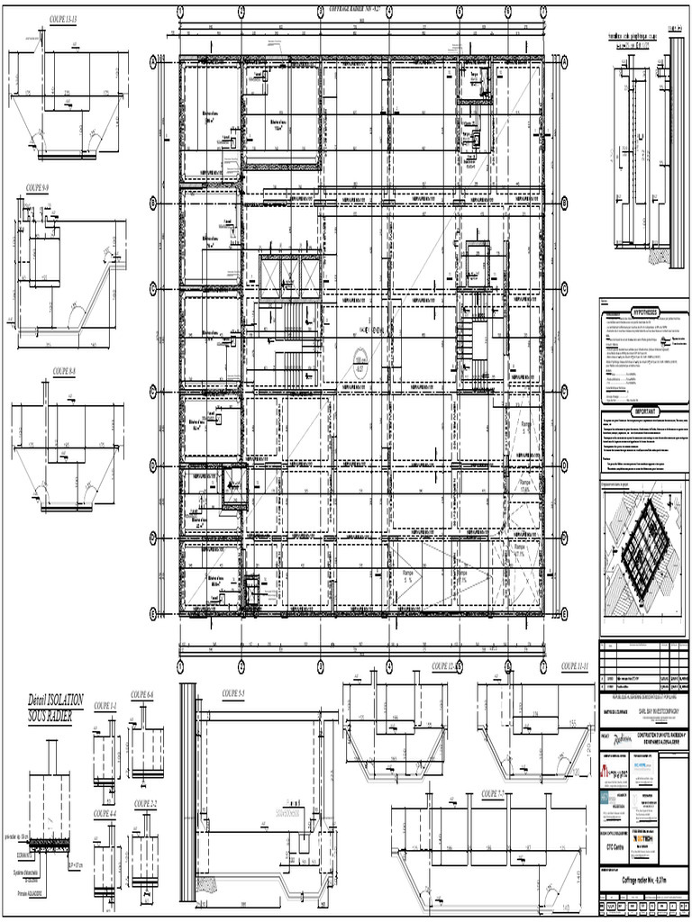 Plan de Coffrage Radier - Projet Hôtel | PDF | Béton | Conception ...