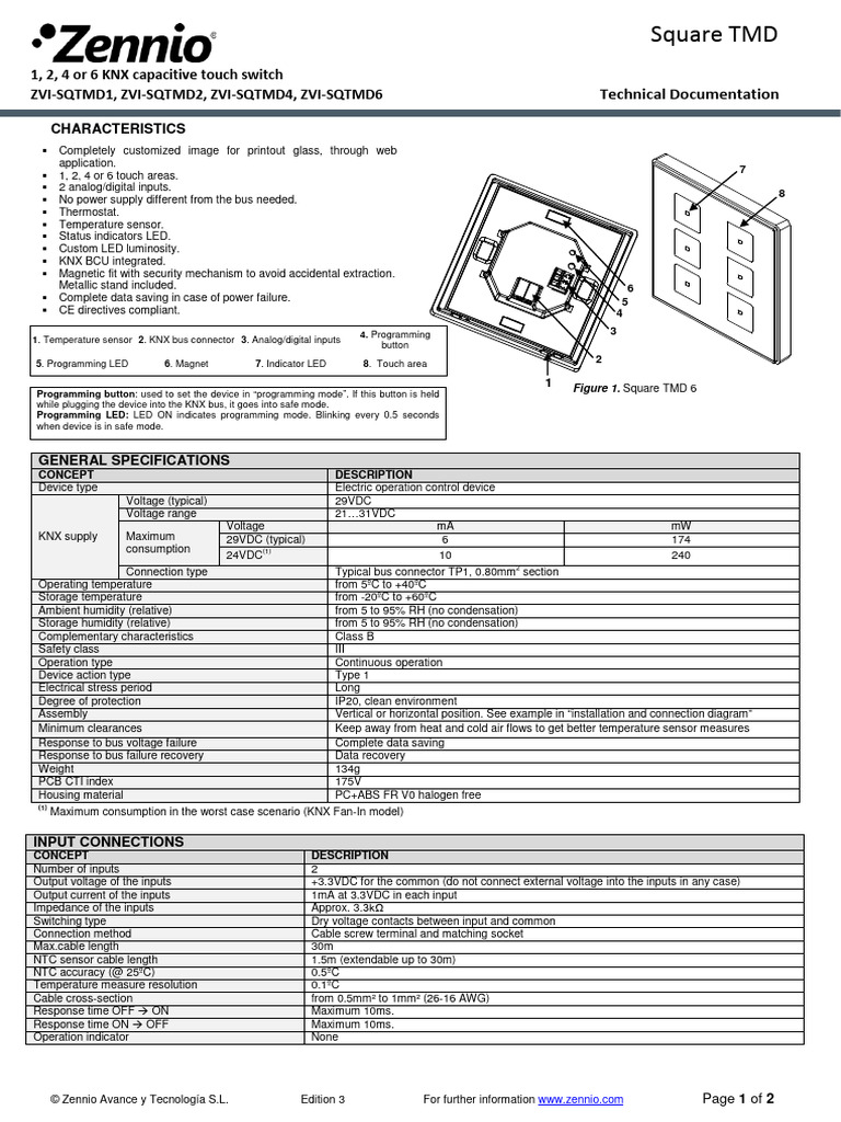 Datasheet Square TMD EN Ed3 | PDF | Switch | Sensor