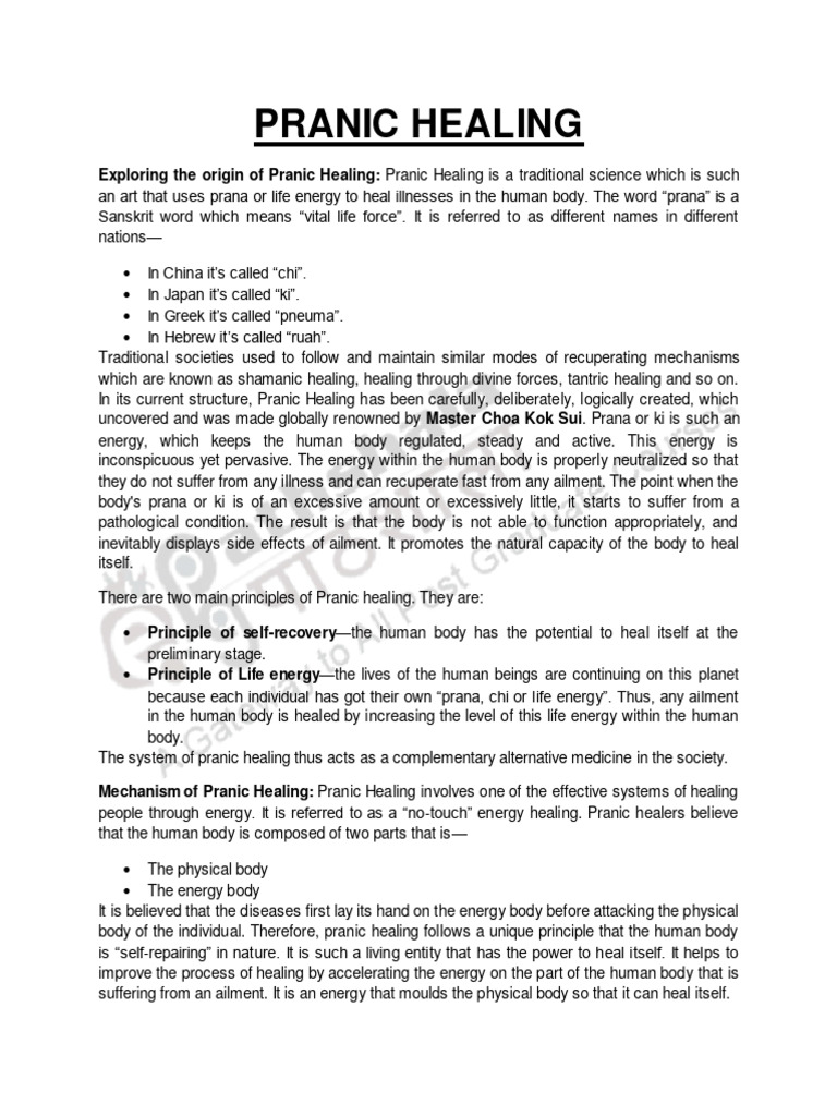 Exploring The Origin Of Pranic Healing Pdf Faith Healing Energy
