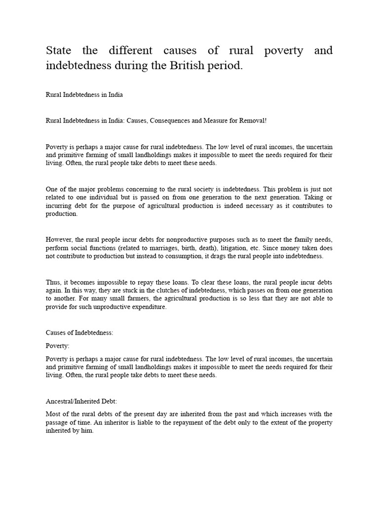 Causes and Solutions for Rural Indebtedness | PDF | Debt | Loans