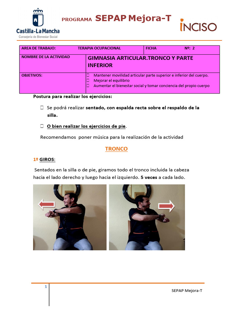 Ejercicios de Gimnasia Articular SEPAP | PDF | Rodilla | Tobillo