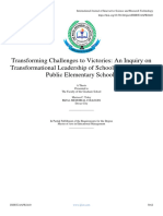 Transforming Challenges to Victories: An Inquiry on Transformational Leadership of School Leaders in the  Public Elementary Schools