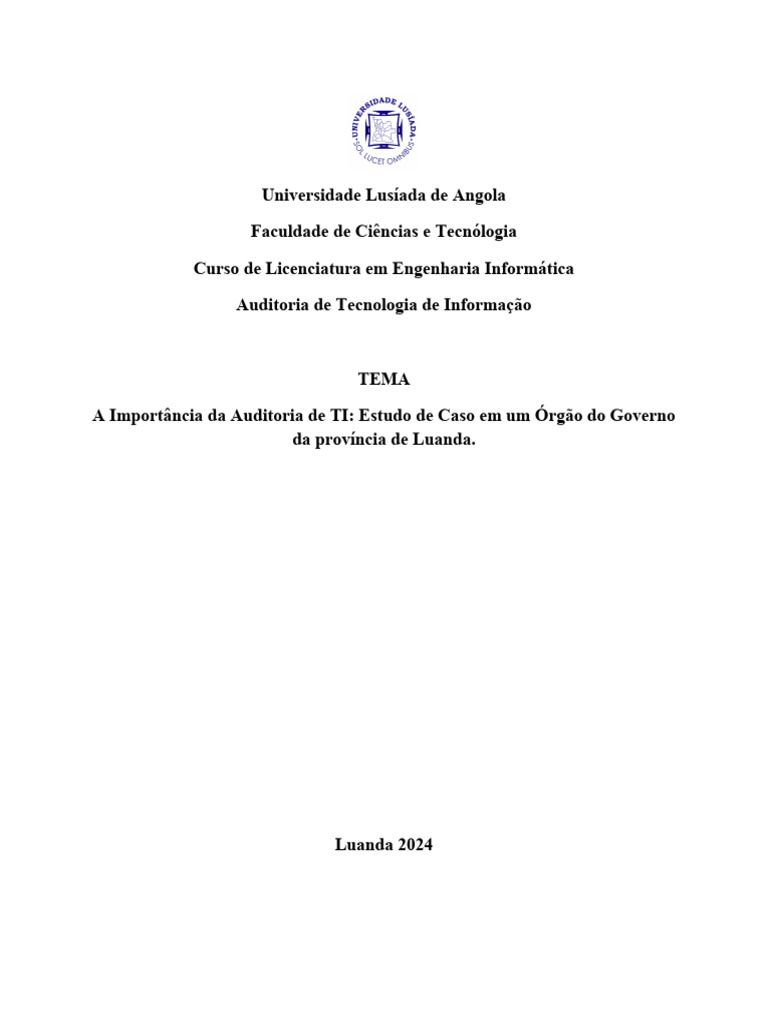 Auditoria de TI em Órgão Governamental | PDF | Cobit | Tecnologia da ...