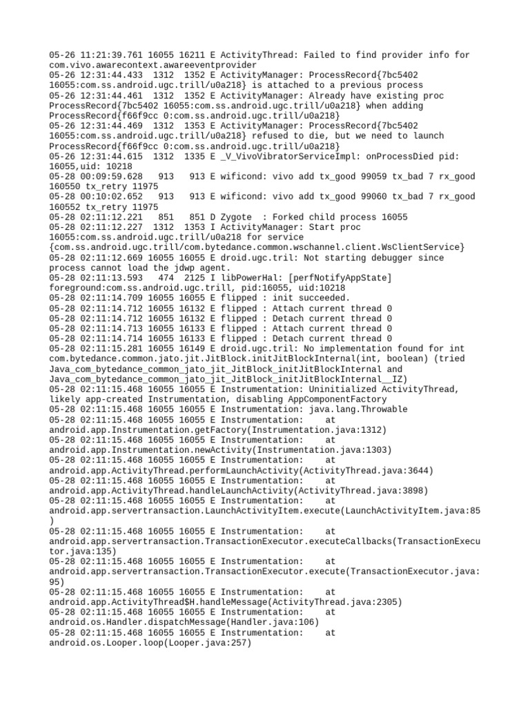 Android App Error Log Analysis | PDF | Computer Science | Programming ...