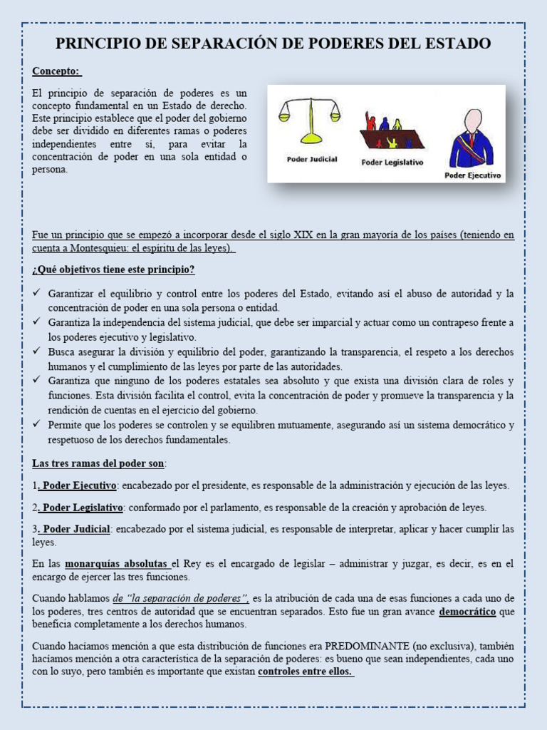 Separación de Poderes en el Estado | PDF | Separación de poderes ...