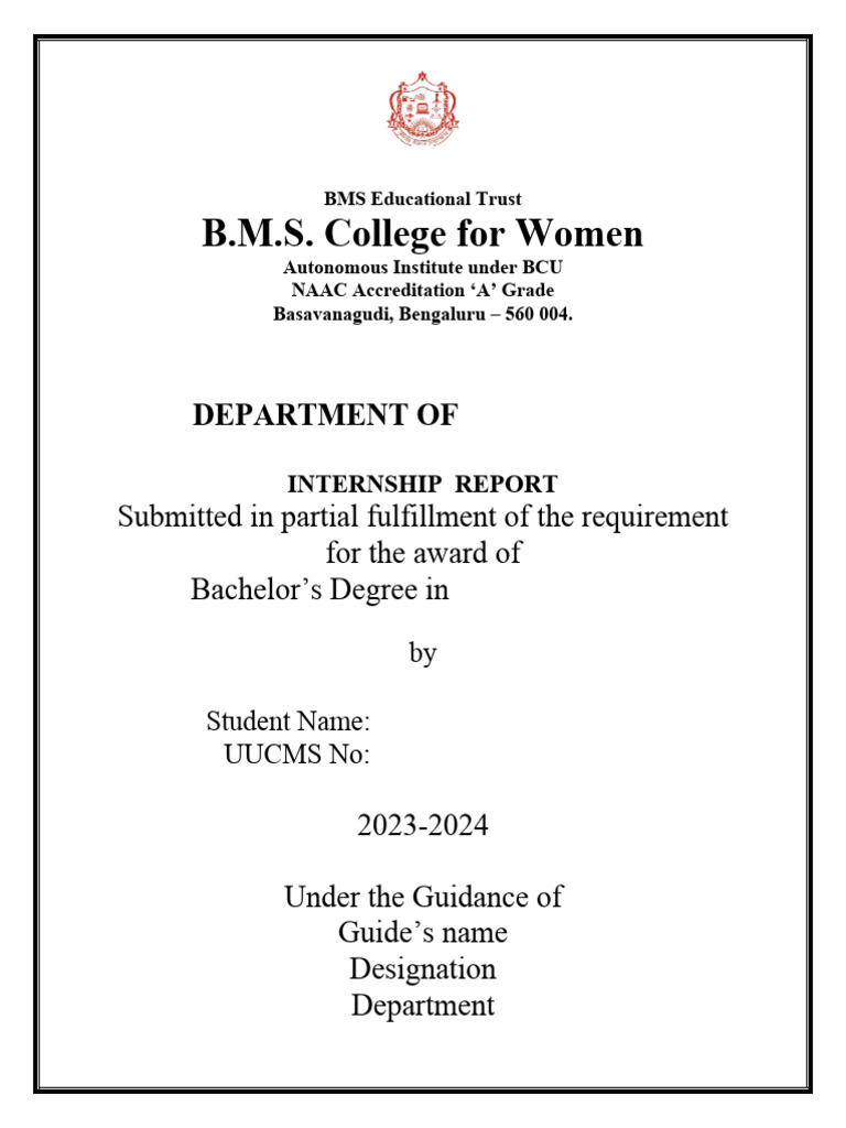 Internship Report Format Download Free Pdf Educational Stages