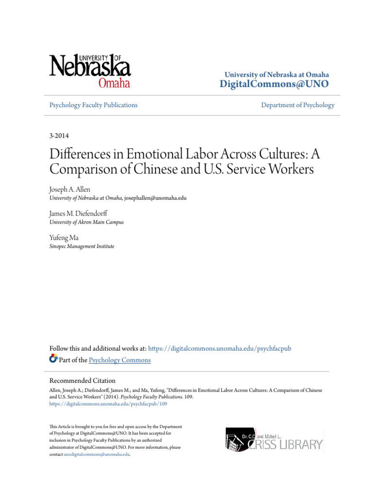 Cross-Cultural Emotional Labor Study | PDF | Emotions | Occupational ...