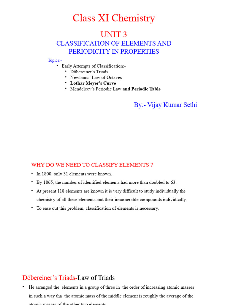Class 11 Chemistry Chapter 3 Notes | PDF | Periodic Table | Transition ...