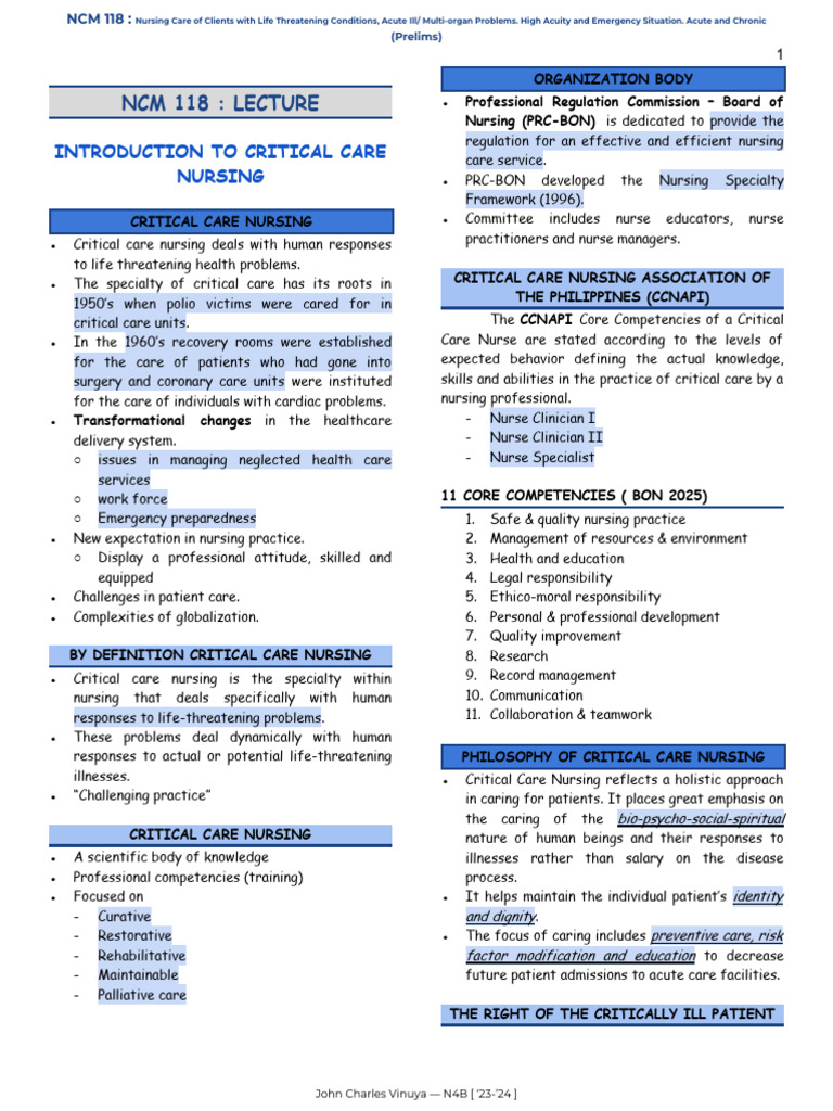 Critical Care Nursing Essentials | PDF | Coronary Artery Disease ...
