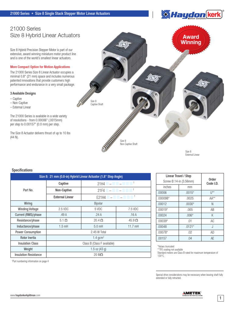 Miniature Linear Actuators Guide | PDF | Electric Motor | Actuator