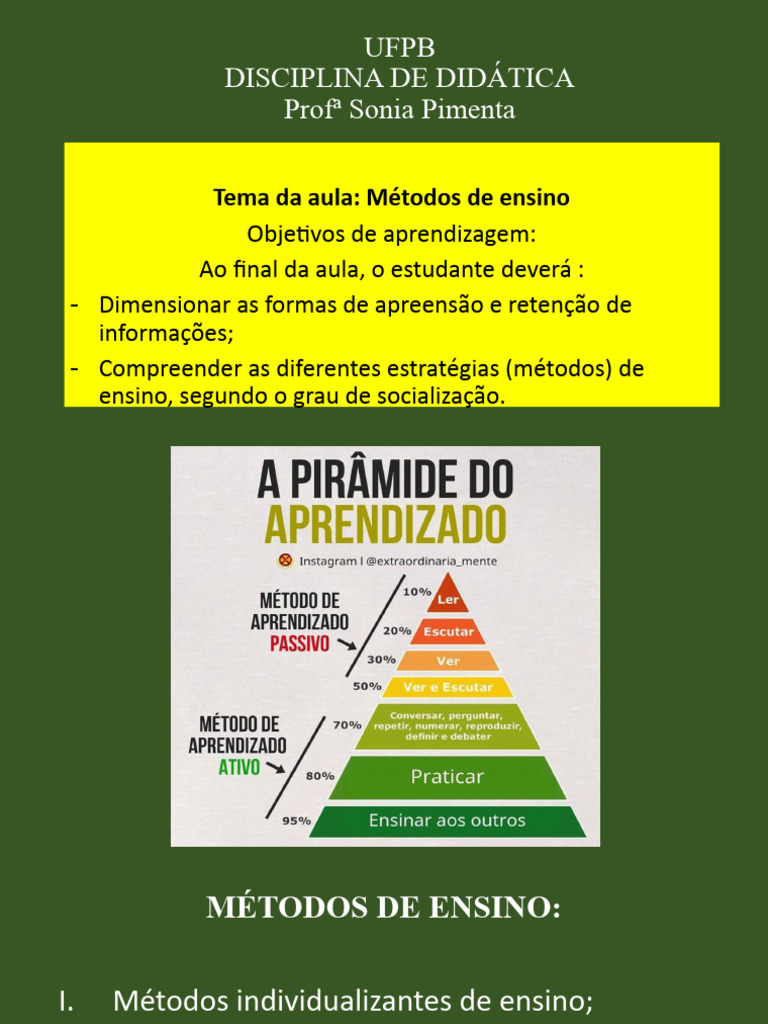 Métodos de Ensino e Aprendizagem | PDF | Método científico | Método de ...