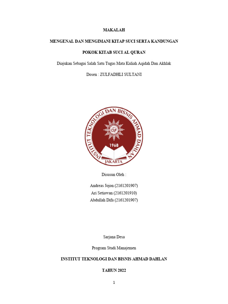 Mengimani Kitab Suci Al-Quran | PDF