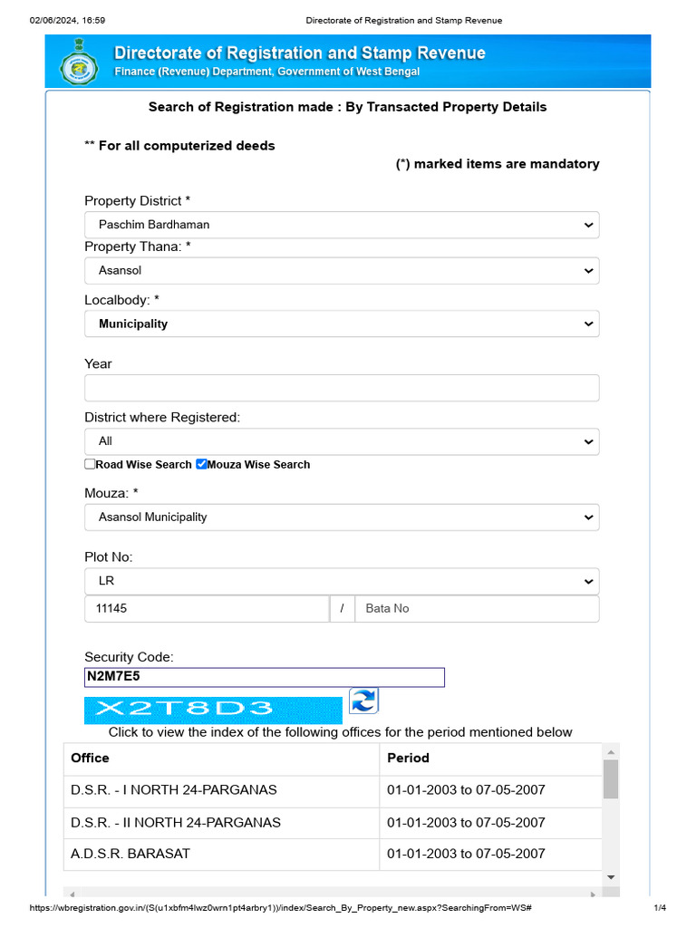 WB Registration Search by Property Details | PDF | Deed | Information ...