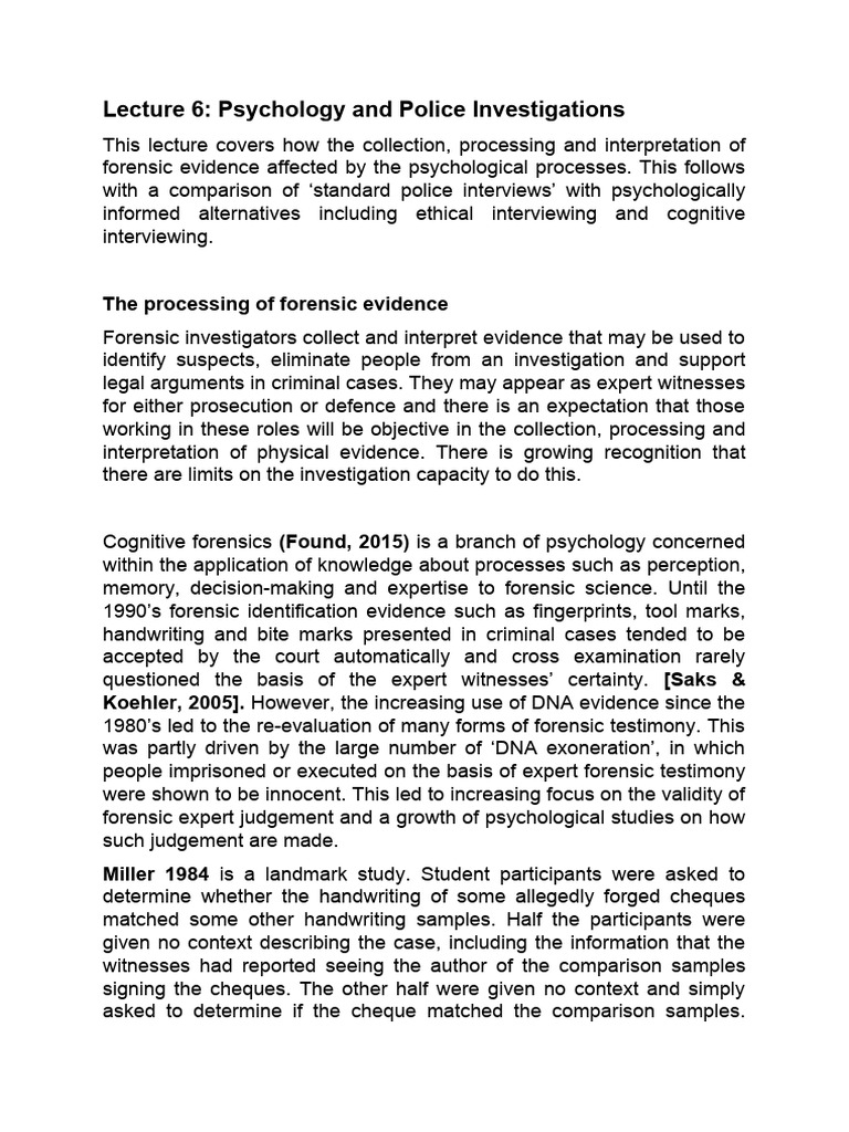 Psychology in Forensic Investigations | PDF | Offender Profiling ...