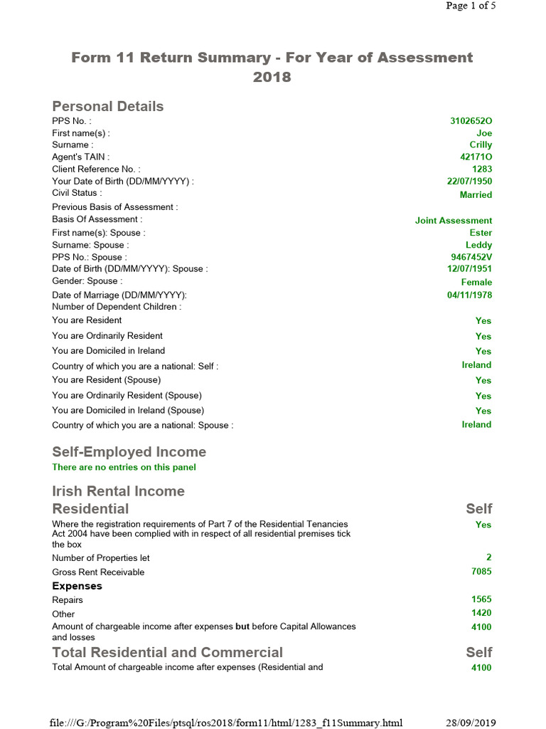 2018 Form 11 Tax Return Summary | PDF | Welfare | Taxes