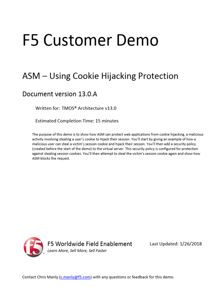 Ravello Demo - ASM - Using Cookie Hijacking Protection - V13.0.a | PDF ...