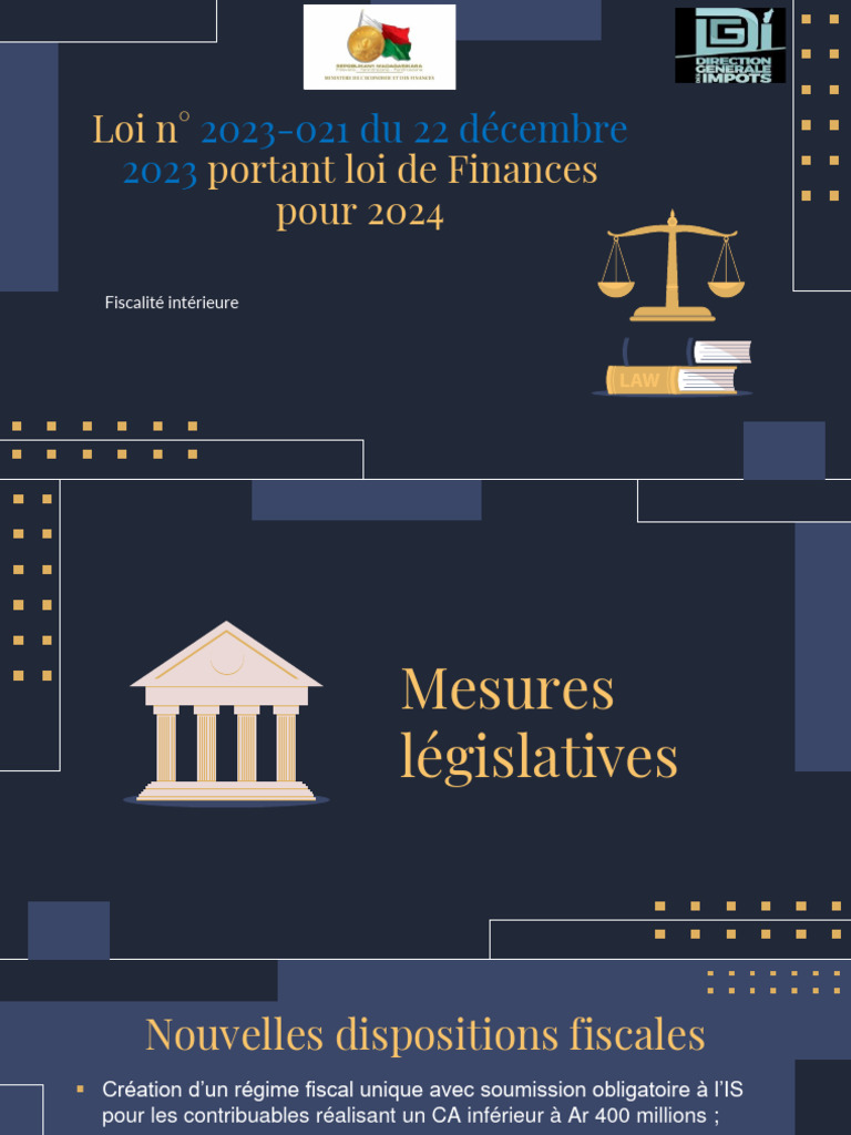 Loi de Finances 2024 à Madagascar | PDF | Impôts | Taxe sur la valeur ...