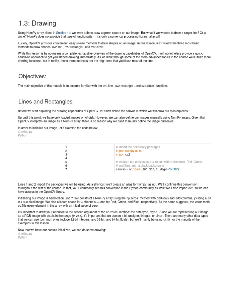 Drawing Shapes with OpenCV in Python | PDF | Parameter (Computer ...