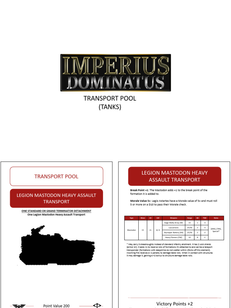 Legiones Astartes Ground Vehicle Transport Cards v1.1 | PDF | Roman ...