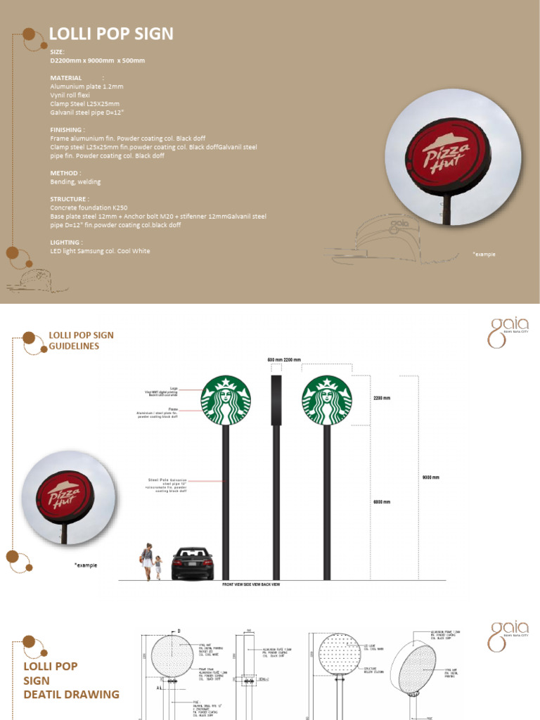 Lolli Pop Sign Specifications and Details | PDF