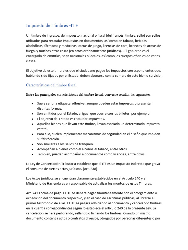Impuesto de Timbres y Régimen Simplificado | PDF | Impuestos | Finanzas ...