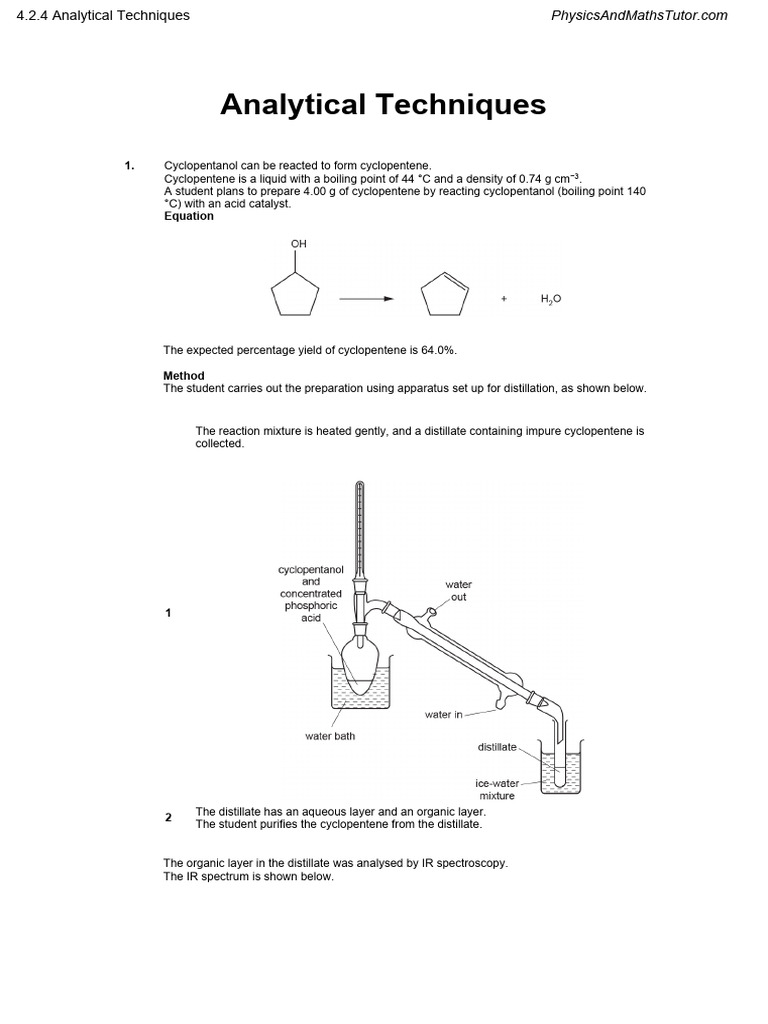 Analytical Techniques in Organic Chemistry | PDF | Distillation ...