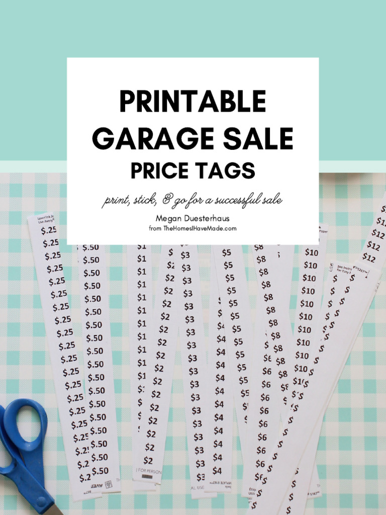 Garage Sale Price Tags The Homes I Have Made PDF