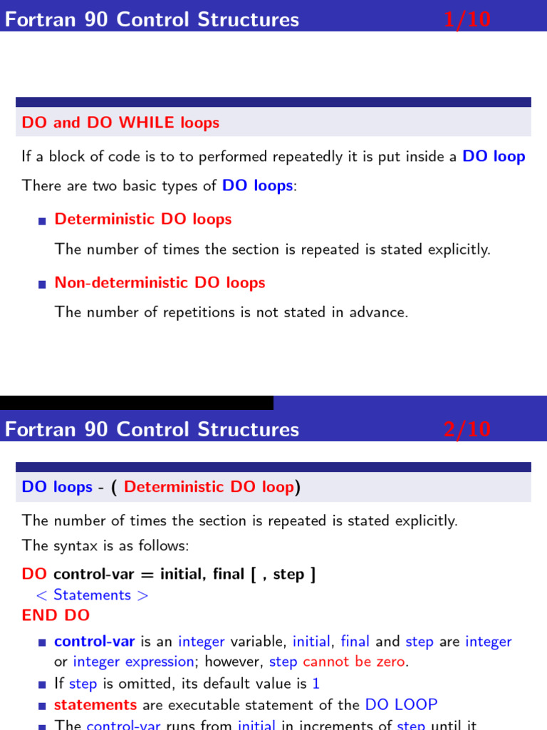 Fortran Lecture 3 | PDF | Control Flow | Computing