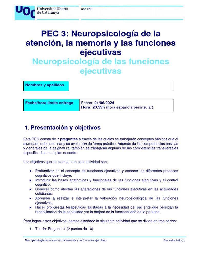 M0.369 - 20232 - PEC 3 - Neuropsicologia de Las Funciones Ejecutivas ...