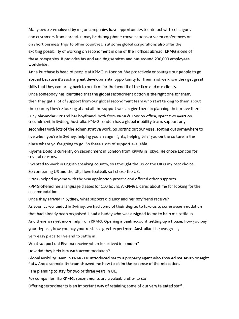 KPMG's Global Secondment Program Benefits | PDF | Procurement