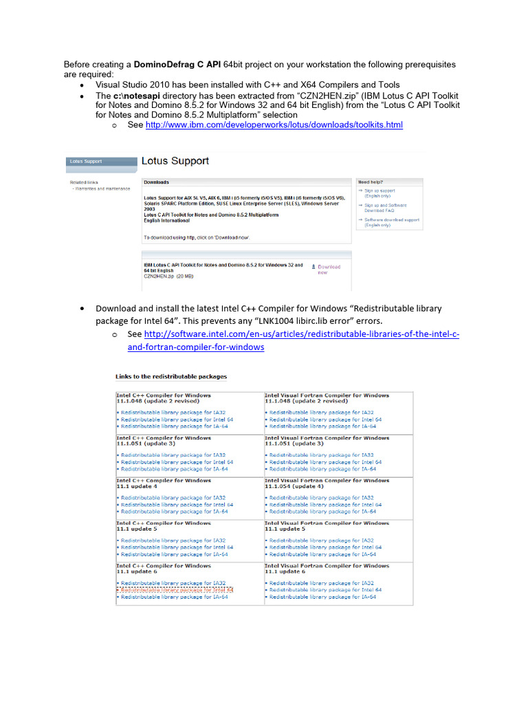 DominoDefrag C API Visual Studio 2010 C++ 64bit Workstation Setup ...