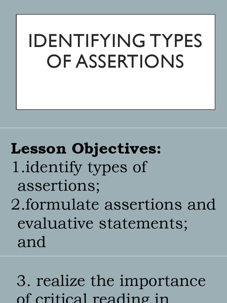 Identifying Types of Assertions Download Free PDF Judgment (Law