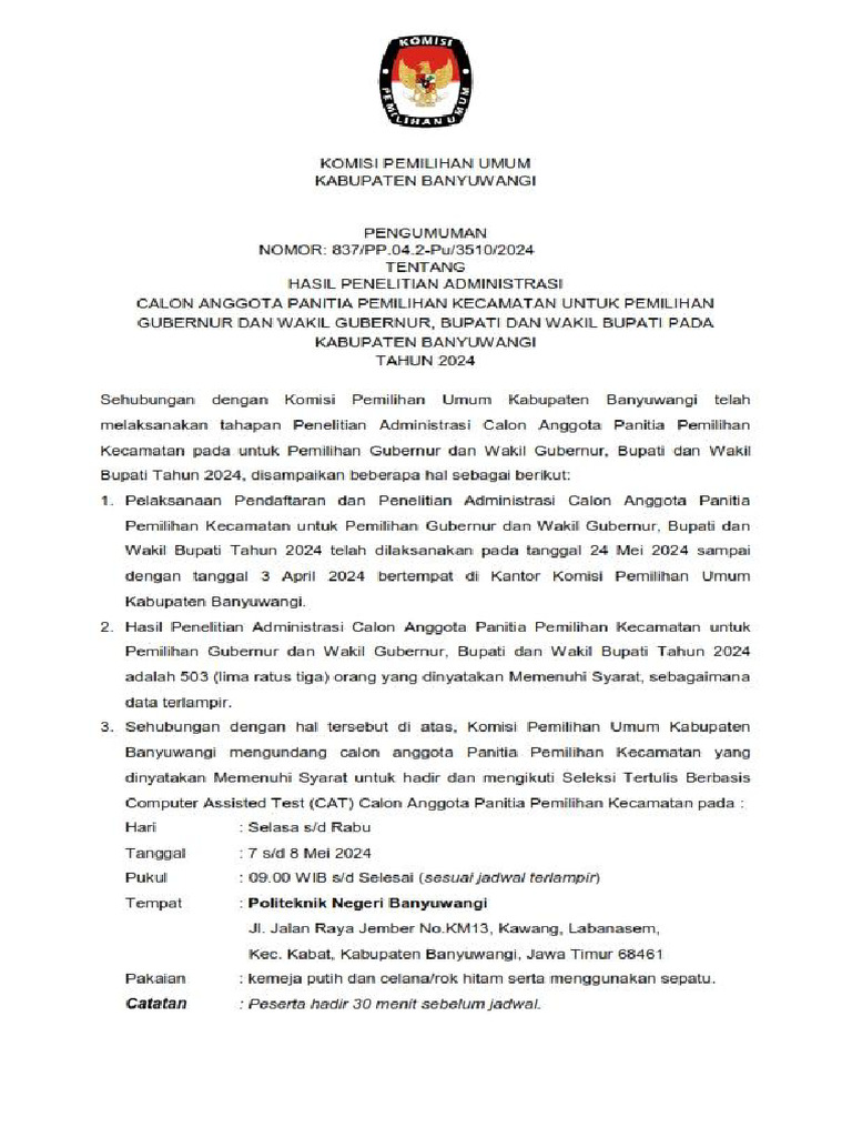 Pengumuman Hasil Penelitian Administrasi Ppk Upload Pdf