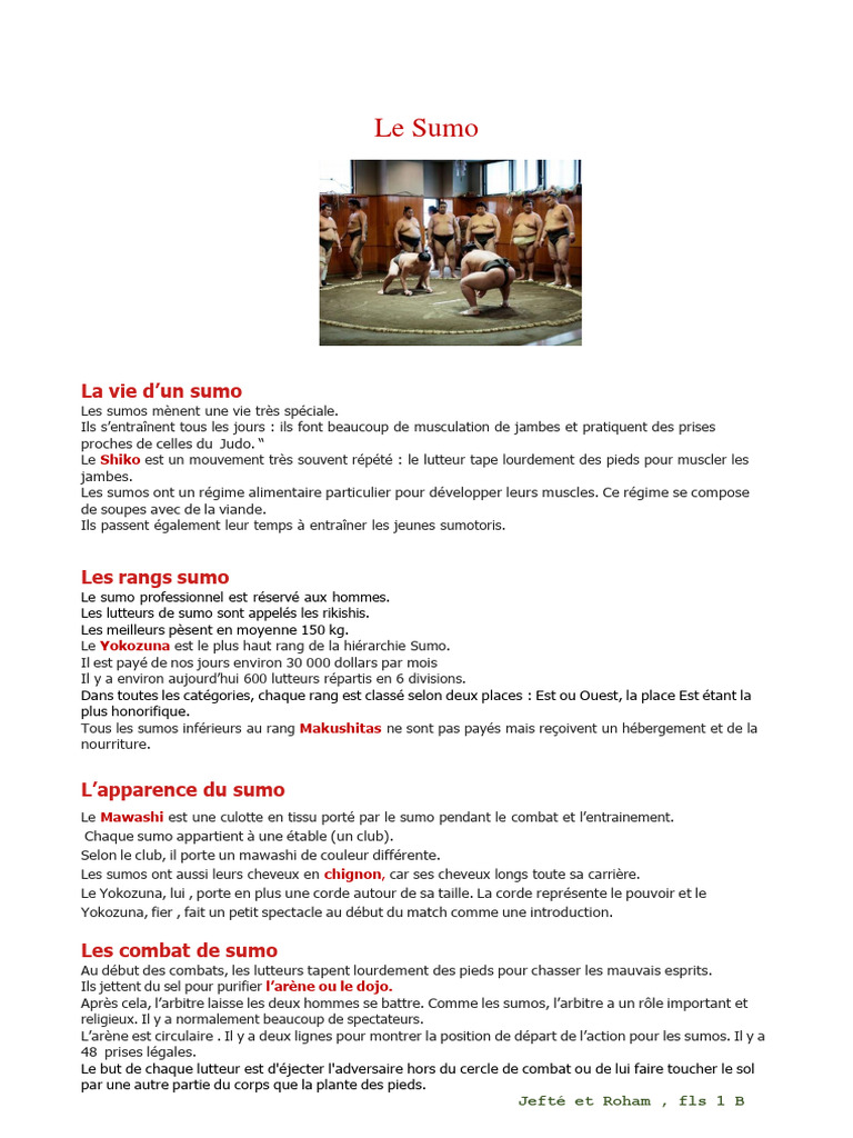 Vie et Rangs des Lutteurs de Sumo | PDF | Sports et loisirs