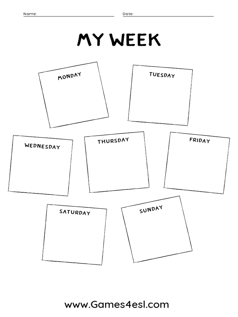 Days of The Week Worksheet My Week | PDF | Sports & Recreation | Games ...
