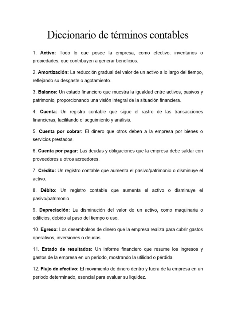 Diccionario de Términos Contables | PDF | Contabilidad | Business