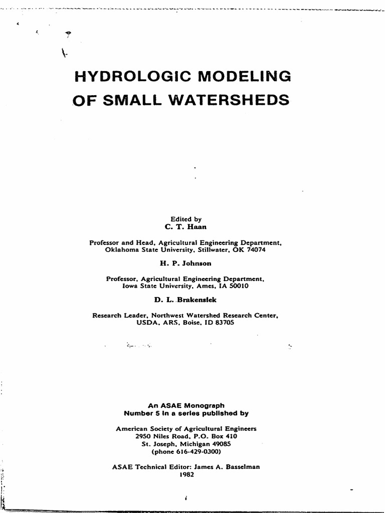 Hydrologic Modeling of Small Watersheds | PDF | Rain | Surface Runoff